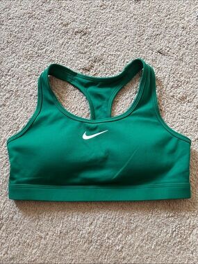 Nike Emerald Green Racerback Sports Bra with White Swoosh
